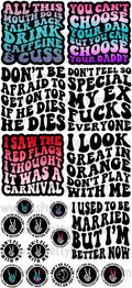 DESIGN #15- ADULT ONLY 18+ DTF Gang Sheet 22"x48" (Fabric Transfers)