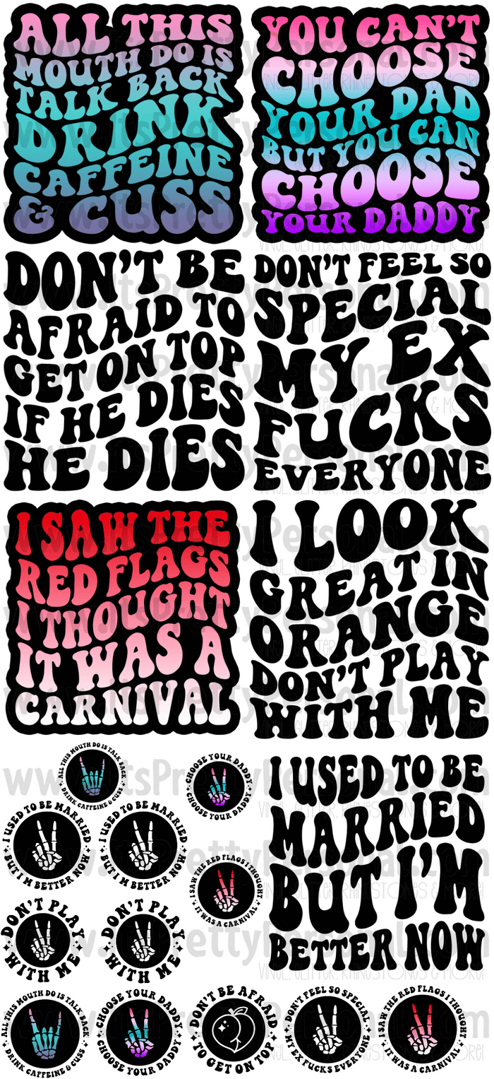 DESIGN #15- ADULT ONLY 18+ DTF Gang Sheet 22"x48" (Fabric Transfers)