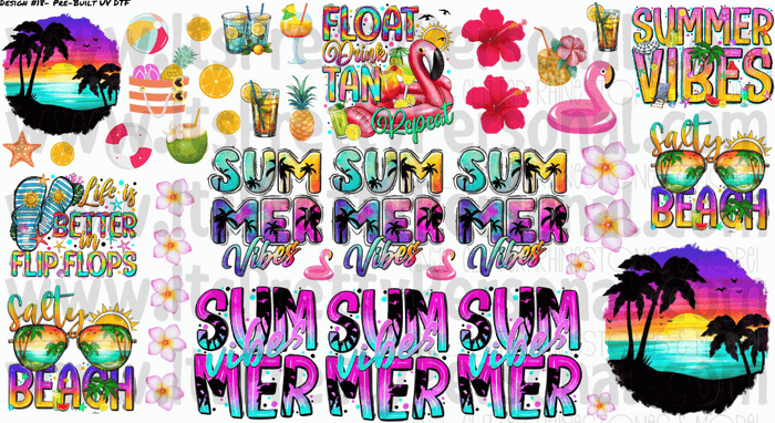 DESIGN #18- Summer Bright UV DTF Decal Gang Sheet 22"x12"