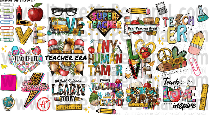 DESIGN #19- Teacher UV DTF Decal Gang Sheet 22"x12"