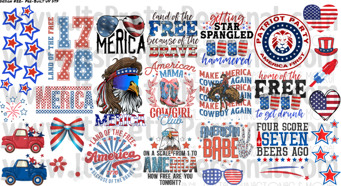 DESIGN #22- American UV DTF Decal Gang Sheet 22"x12"