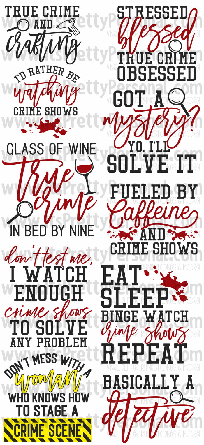 DESIGN #23- True Crime DTF Gang Sheet 22"x48" (Fabric Transfers)