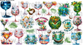 DESIGN #24- Tropical Drinks UV DTF Decal Gang Sheet 22"x12"