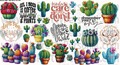 DESIGN #25- Cactus Desert UV DTF Decal Gang Sheet 22"x12"
