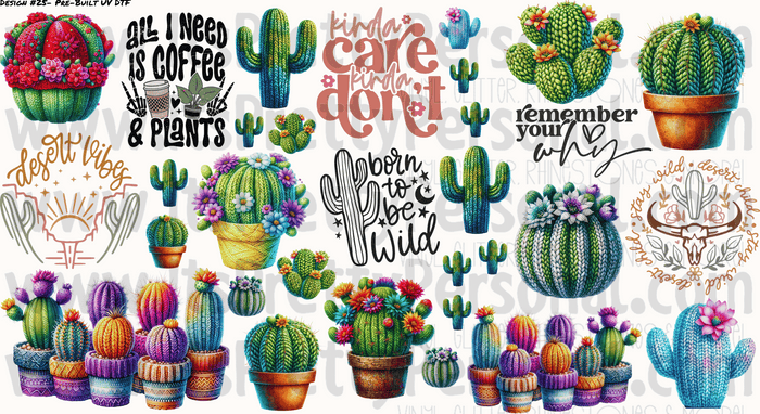 DESIGN #25- Cactus Desert UV DTF Decal Gang Sheet 22"x12"