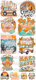 DESIGN #26- Retro Make Waves DTF Gang Sheet 22"x48" (Fabric Transfers)