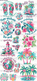 DESIGN #27- Preppy Art DTF Gang Sheet 22"x48" (Fabric Transfers)