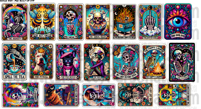 DESIGN #27- Tarot Cards Option 1 UV DTF Decal Gang Sheet 22"x12"