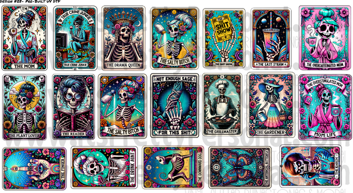 DESIGN #28- Tarot Cards Option 2 UV DTF Decal Gang Sheet 22"x12"