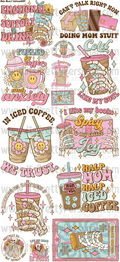 DESIGN #29- Ice Coffee DTF Gang Sheet 22"x48" (Fabric Transfers)