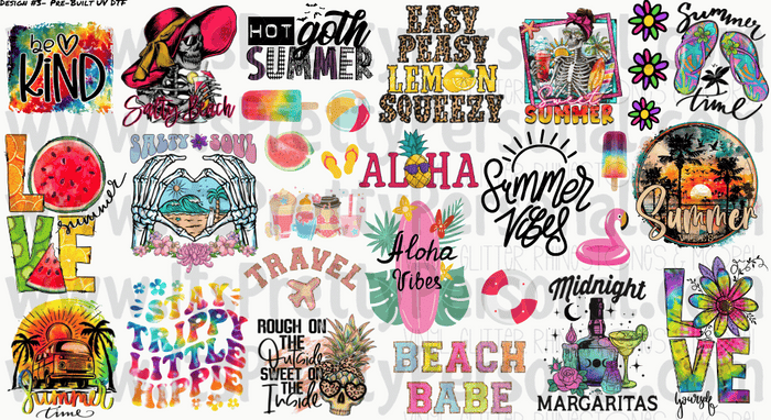 DESIGN #3- Summer UV DTF Decal Gang Sheet 22"x12"