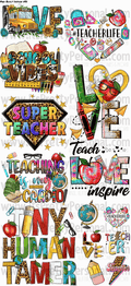 DESIGN #31- Teacher DTF Gang Sheet 22"x48" (Fabric Transfers)