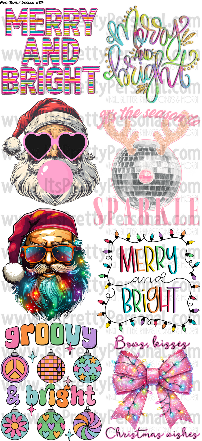 DESIGN #37- Bright Christmas DTF Gang Sheet 22"x48" (Fabric Transfers)
