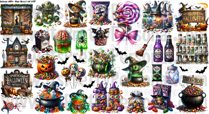 DESIGN #37- Haunted Candy store - UV DTF Decal Gang  Sheet 22"x12"