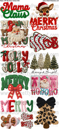 DESIGN #40- Faux Yarn Christmas DTF Gang Sheet 22"x48" (Fabric Transfers)