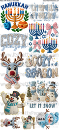 DESIGN #41- Faux Yarn Winter/Hanukkah DTF Gang Sheet 22"x48" (Fabric Transfers)