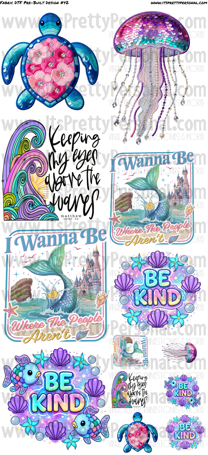 DESIGN #42- Ocean Rainbow Fish DTF Gang Sheet 22"x48" (Fabric Transfers)