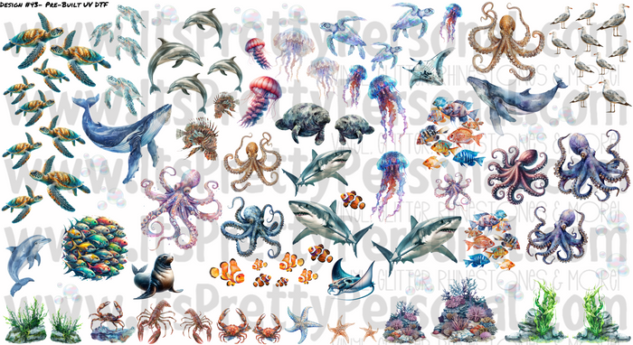 DESIGN #43- Under The Sea - UV DTF Decal Gang  Sheet 22"x12"
