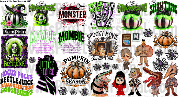 DESIGN #44- Spooky BJ Theme - UV DTF Decal Gang  Sheet 22"x12"