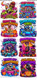 DESIGN #44- Spooky Summer Option 1- DTF Gang Sheet 22"x48" (Fabric Transfers)