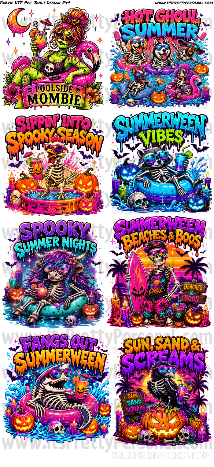 DESIGN #44- Spooky Summer Option 1- DTF Gang Sheet 22"x48" (Fabric Transfers)