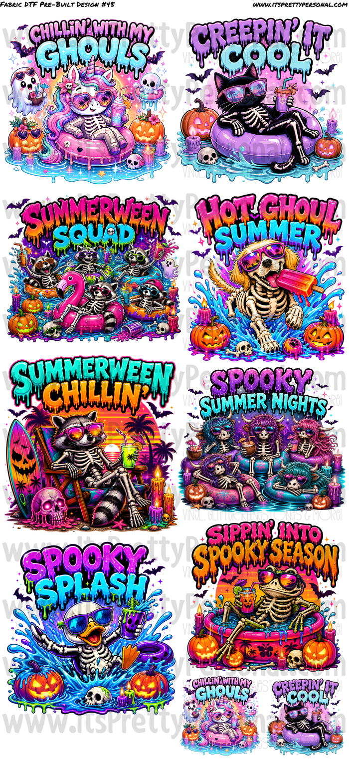 DESIGN #45- Spooky Summer Option 2- DTF Gang Sheet 22"x48" (Fabric Transfers)