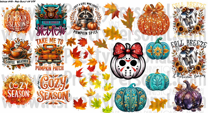DESIGN #48- Fall Feels - UV DTF Decal Gang  Sheet 22"x12"