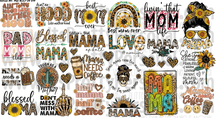 DESIGN #5- Motherhood UV DTF Decal Gang Sheet 22"x12"