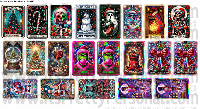 DESIGN #51- Christmas Tarot Cards - UV DTF Decal Gang  Sheet 22"x12"