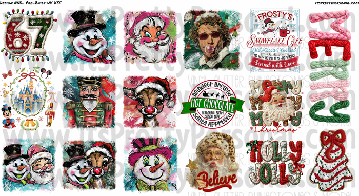 DESIGN #53- Holiday Brushstroke Mashup- UV DTF Decal Gang  Sheet 22"x12"
