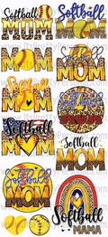 DESIGN #6- Softball Mom DTF Gang Sheet 22"x48" (Fabric Transfers)