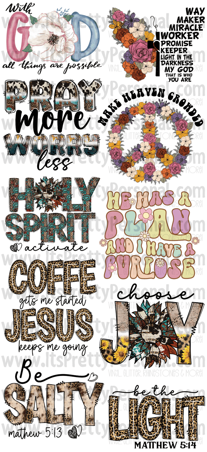 DESIGN #7- Faith DTF Gang Sheet 22"x48" (Fabric Transfers)