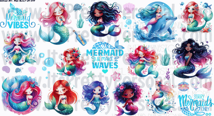 DESIGN #7- Mermaid UV DTF Decal Gang Sheet 22"x12"