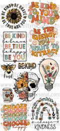 DESIGN #8- Be Kind DTF Gang Sheet 22"x48" (Fabric Transfers)