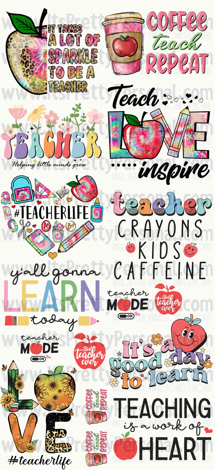 DESIGN #9- Teacher DTF Gang Sheet 22"x48" (Fabric Transfers)