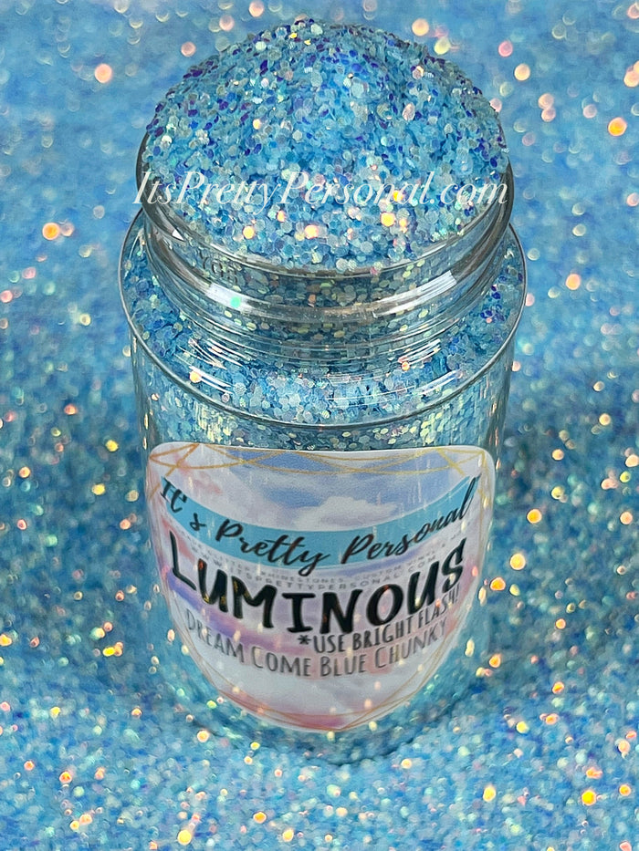 "Dream Come Blue Chunky” (Medium Cut)- Luminous Reflective Glitter Collection