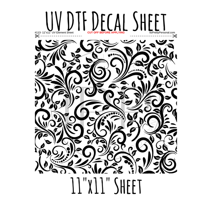 Large 11"x11"- #113-Western Tooled Leather Pattern- UV DTF Decal SHEET