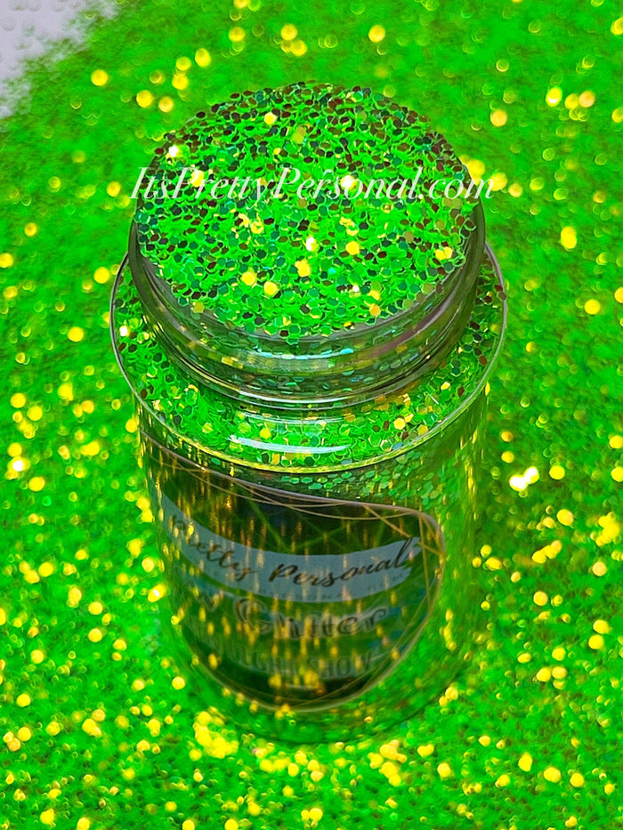 “MINI GREEN Light Show”-GLOW Glitter-Mini Cut (Medium Cut)