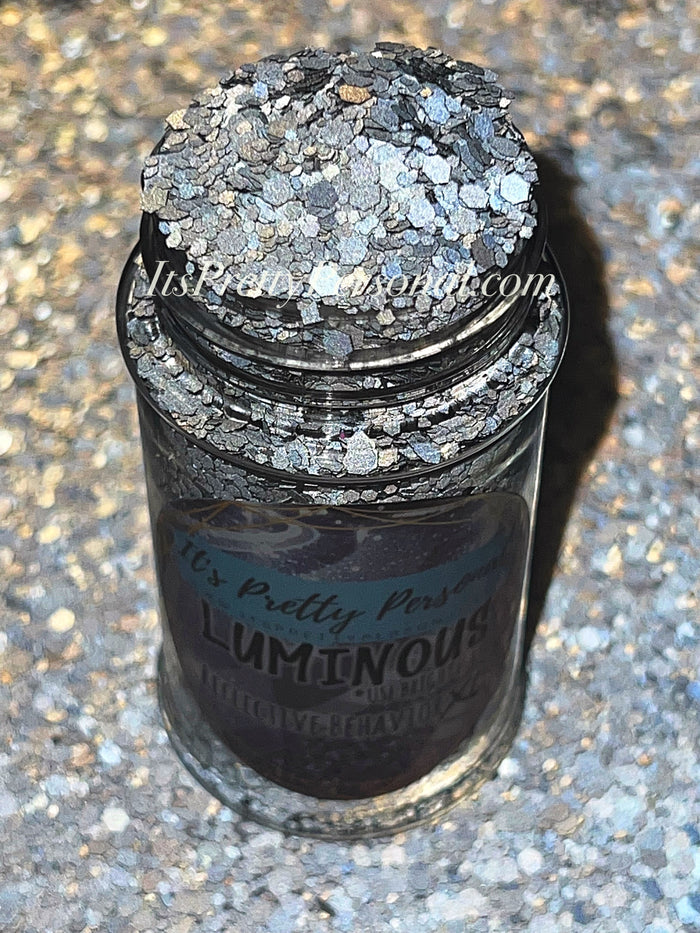"Reflective Behavior XL"- Gray/Silver- Luminous Reflective Glitter Collection *USE BRIGHT FLASH
