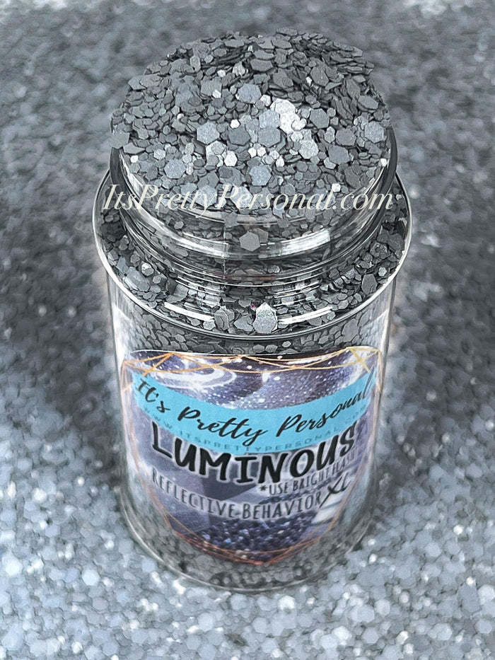 "Reflective Behavior XL"- Gray/Silver- Luminous Reflective Glitter Collection *USE BRIGHT FLASH