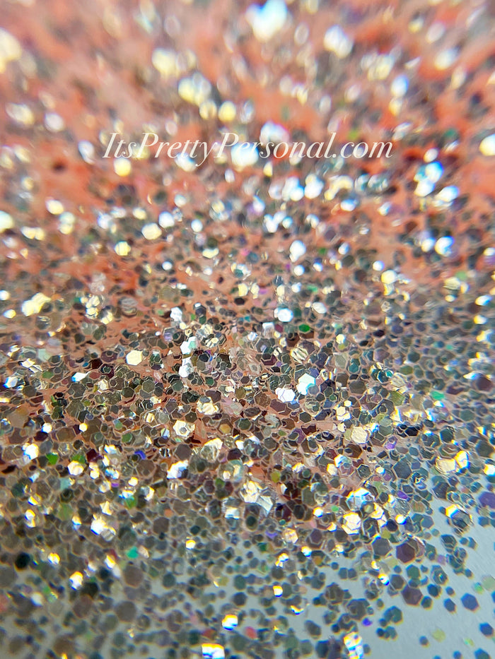 SCHMedium Cut- "Blushing Coral" -Pastel Peach Holographic Glitter
