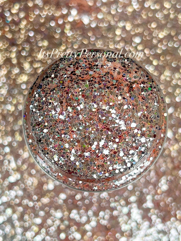 SCHMedium Cut- "Blushing Coral" -Pastel Peach Holographic Glitter