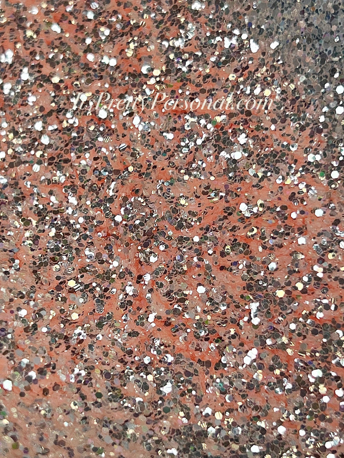 SCHMedium Cut- "Blushing Coral" -Pastel Peach Holographic Glitter