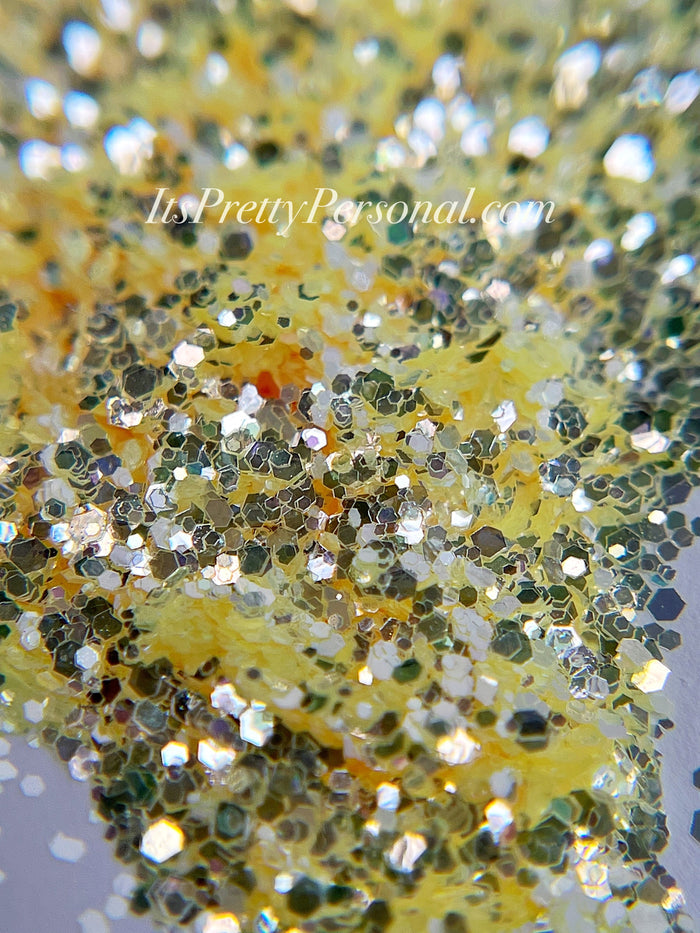 SCHMedium Cut- "Dreamy Daylight" -Pastel Yellow Holographic Glitter