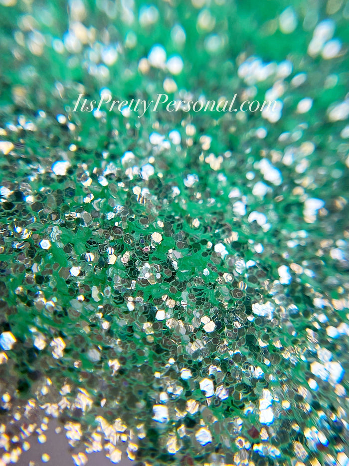 SCHMedium Cut- "Dreamy Dewdrop" -Pastel Green Holographic Glitter