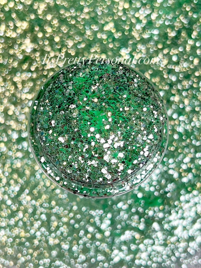 SCHMedium Cut- "Dreamy Dewdrop" -Pastel Green Holographic Glitter