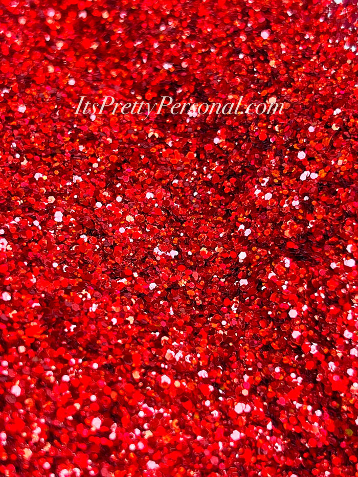 SCHMedium Cut- "Drop It Like It's Hot" -Red Holographic Glitter