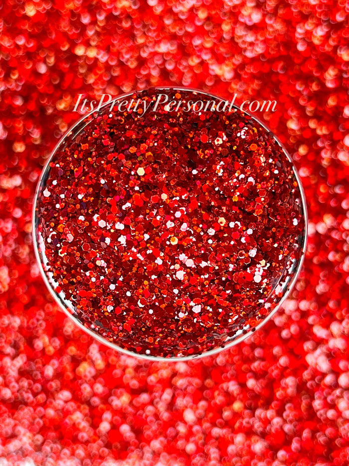 SCHMedium Cut- "Drop It Like It's Hot" -Red Holographic Glitter