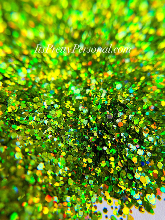 SCHMedium Cut- "You're A Mean One" -Holographic Green Glitter