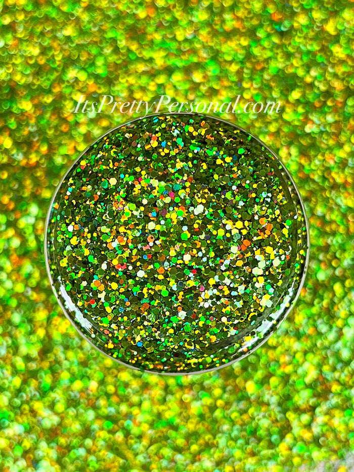 SCHMedium Cut- "You're A Mean One" -Holographic Green Glitter
